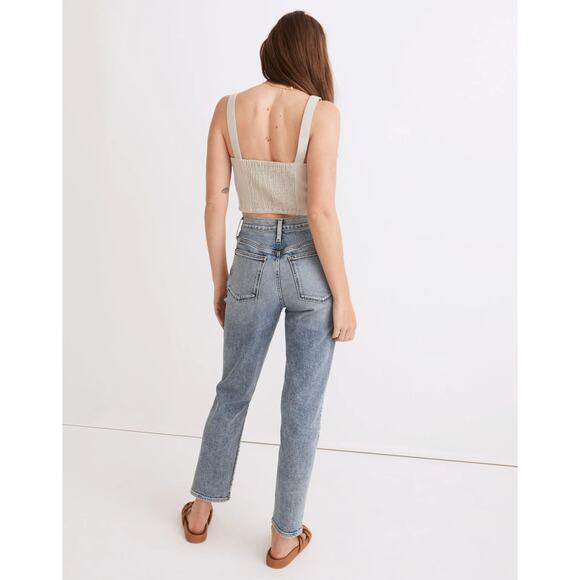 Madewell The Girljean Jeans in Berryton Wash Distressed Denim Edition 31 Petite - Picture 2 of 10